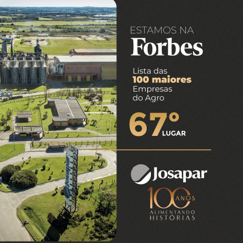 Josapar entra para a lista da Forbes Agro100 2022: As maiores empresas do agronegócio brasileiro